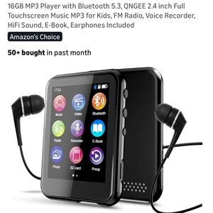 Black 16GB MP3 Player with Bluetooth 5.3